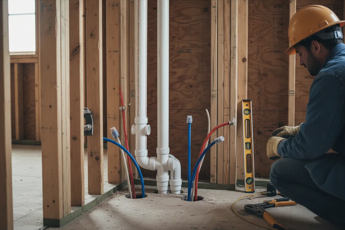 Drain and supply rough-in during Toilet Repair and Installation in Johnson Creek