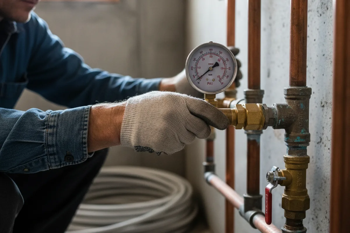 Pressure testing a repaired line during Water Line Repair in Johnson Creek